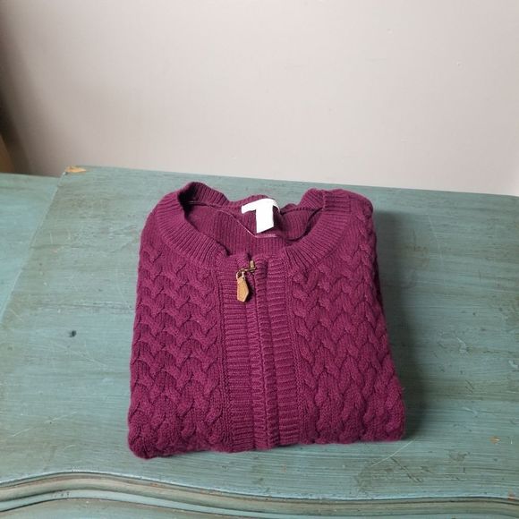 Charter Club Sweater Purple Knit Cardigan Tunic medium M cottagecore long Sleeve - Picture 5 of 10